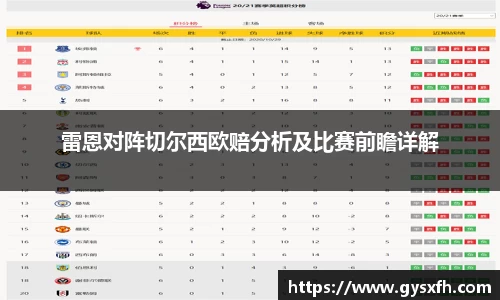 雷恩对阵切尔西欧赔分析及比赛前瞻详解